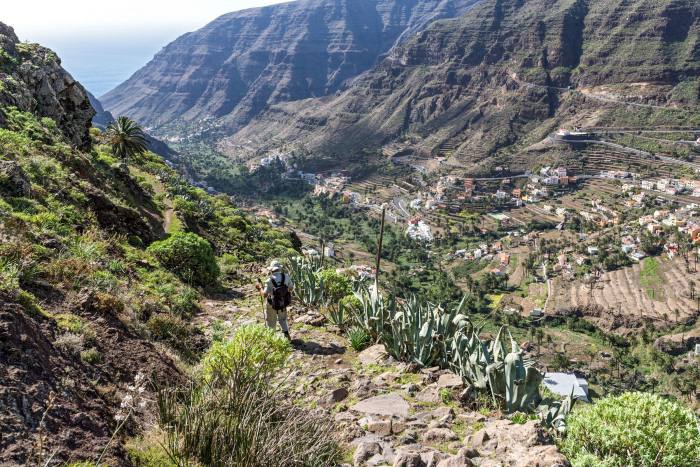 The view down one of Gomera's canyons towards the villages of Valle Gran Rey