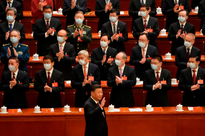 Xi Jinping arrives at the opening ceremony of the Communist Party of China Congress on Sunday
