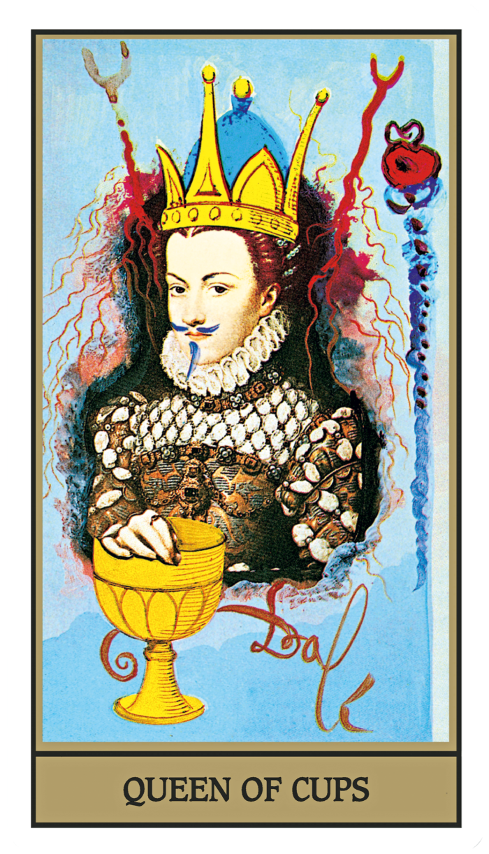 The “Queen of Cups” as she appears in Salvador Dalí’s tarot