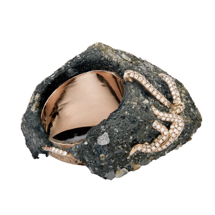 Studio Renn gold, acid-treated concrete and diamond Strangler ring, $9,000