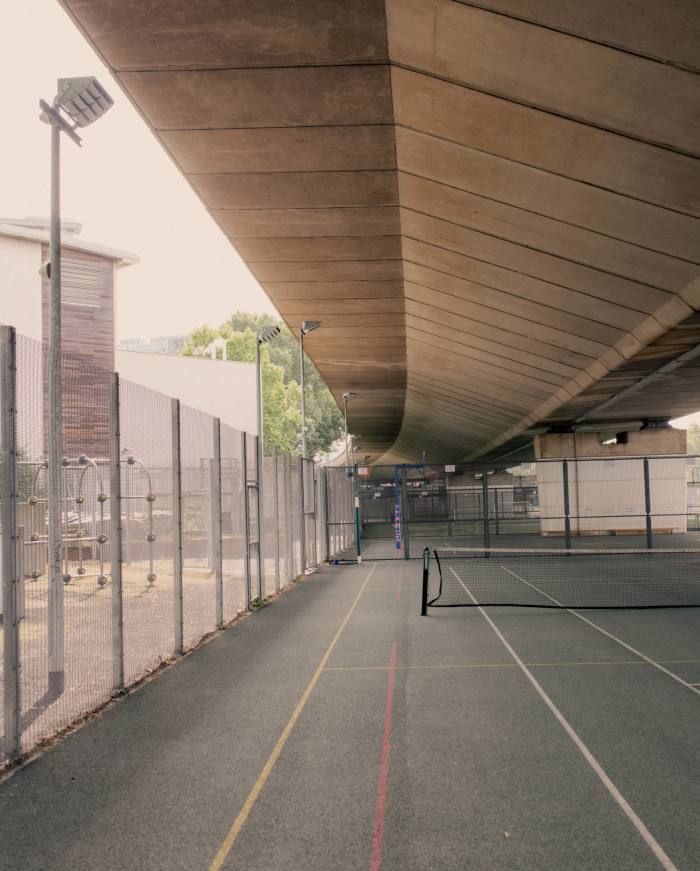 Academy Sport’s tennis court, beneath the Westway flyover