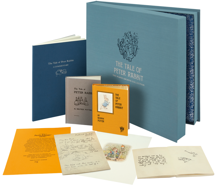 The Tale of Peter Rabbit includes a facsimile of Beatrix Potter’s own handwritten maquette (limited edition of 1,000), £325