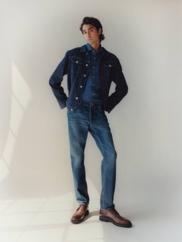 Brunello Cucinelli cotton jacket, £1,480, cotton shirt, £490, and cotton jeans, £650. John Lobb leather shoes, £1,295