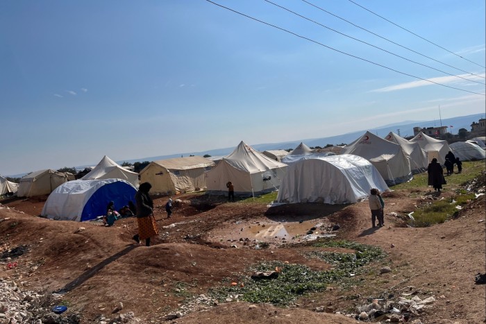 An informal tented settlement  on the outskirts of Jinderes, Syria  