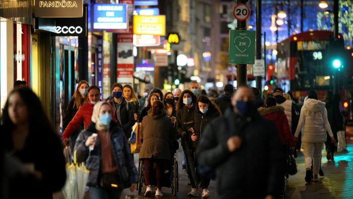 Shoppers in central London. Food and household goods stores in the UK have performed better than clothing retailers