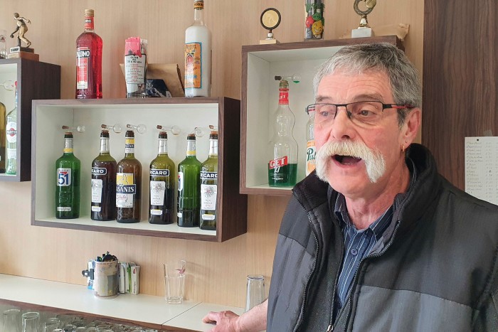 Gilles Lermet, a bar owner in  La Ricamarie, says ‘there are too many migrants. It’s not that they take our jobs, because there aren’t any. But we have to pay for them’