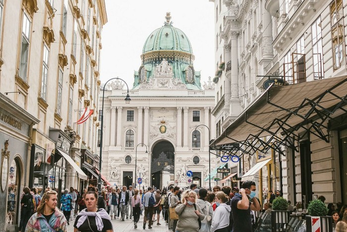 City attractions: a view of the Hofburg palace from Kohlmarkt high street