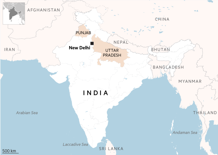 GM201103_21X India New Delhi Punjab U Pradesh MAP