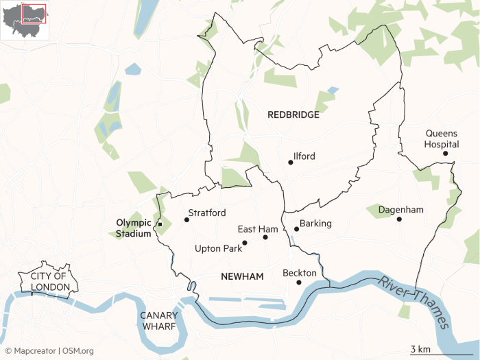 Map of east London