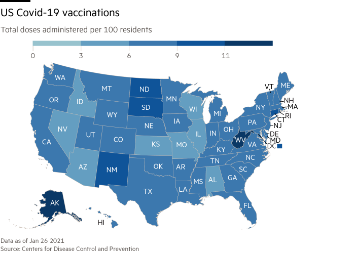 Map of Covid-19 vaccinations by state