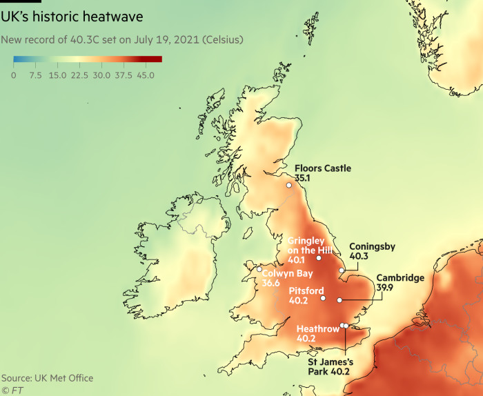 New record of 40.3C set on July 19, 2021 UK’s historic heatwave 