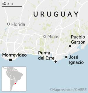 Map showing location of Pueblo Garzon in Uruguay
