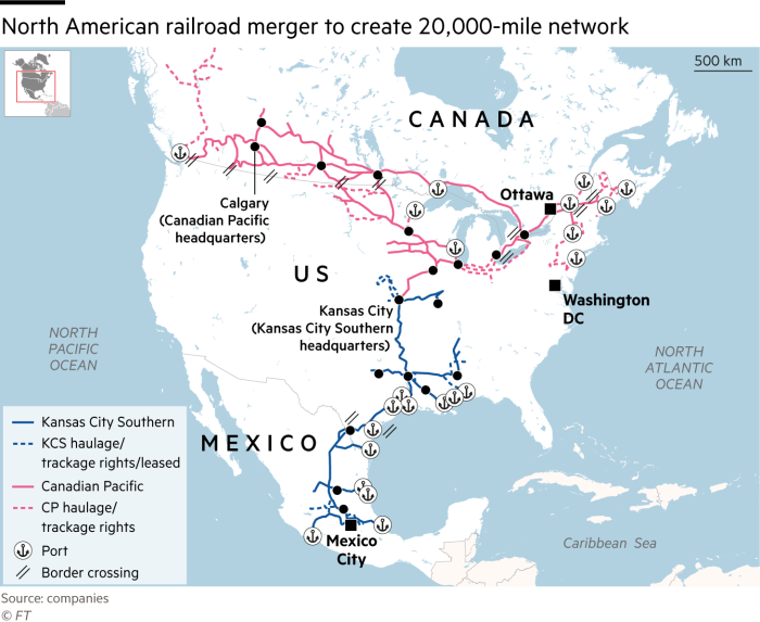 North American railroad merger to create 20,000-mile network 