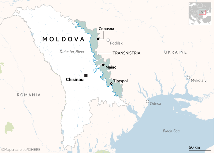 Map of the breakaway Transnistria region of Moldova