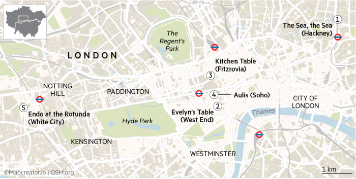 Map of London's best chefs
