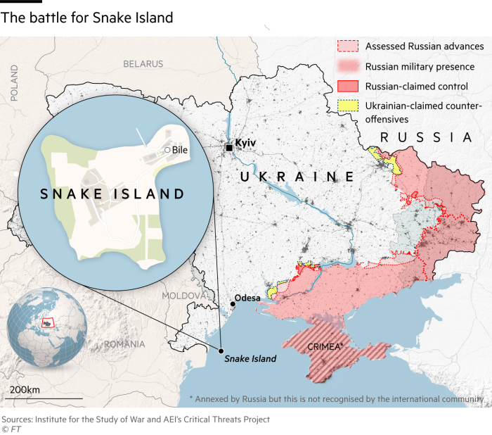 Map of Snake Island and Ukraine