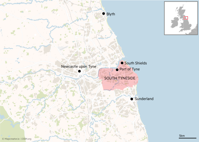 South Shields  locator map (Big Read)