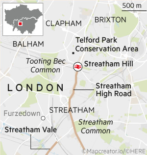 Map of Streatham, London