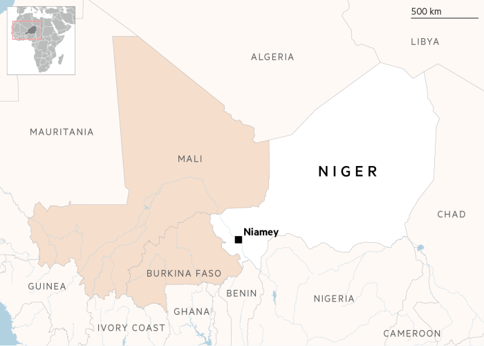 Map of Niger and its capital Niamey