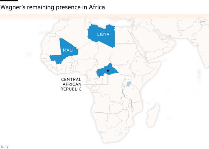 Map shows Wagner's remaining presence in Africa