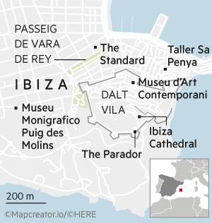 Mapa que muestra la ciudad de Ibiza