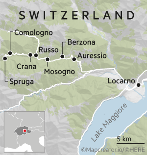 Carte de la Vallée d'Onsernon en Suisse
