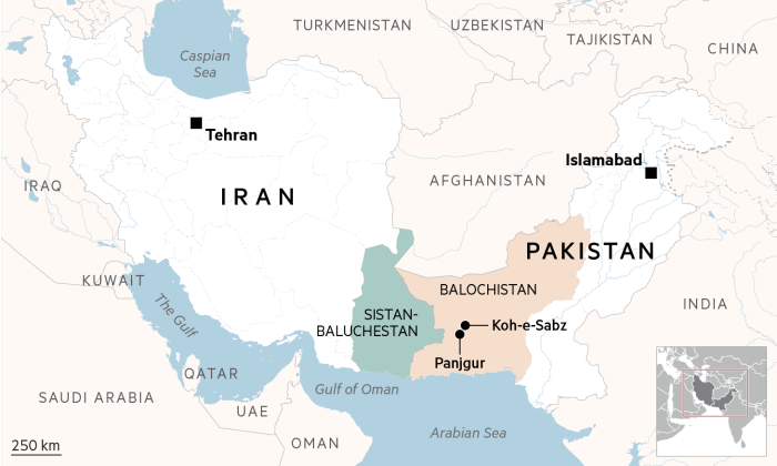 Map of Iran and Pakistan