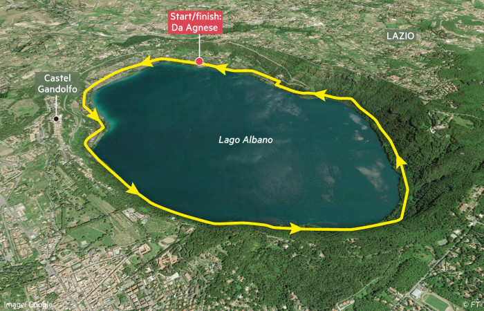 Globetrotter cycling map showing routes around Lago Albano