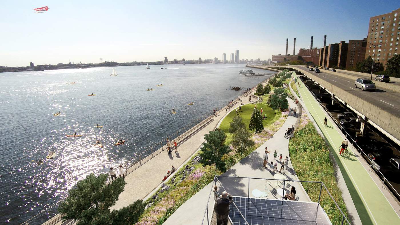 BIG&#39;s East Side Coastal Resiliency Project  at Stuyvesant Cove Park imagined before...