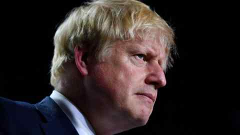 Britain's Prime Minister Boris Johnson is seen during a news conference at the end of the G7 summit in Biarritz, France, August 26, 2019. REUTERS/Dylan Martinez