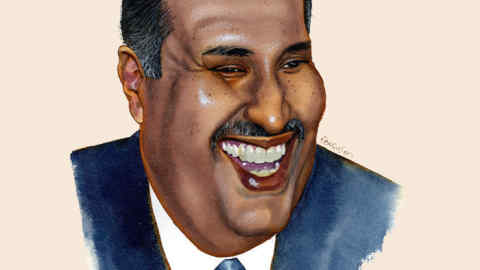 Illustration by James Ferguson of Sheikh Hamad Bin-Jaber al-Thani