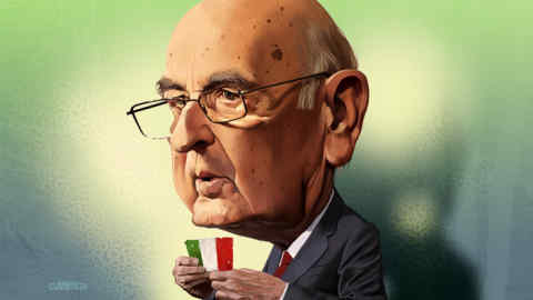 A Joe Cummings illustration of Giorgio Napolitano