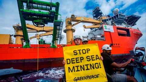 Activists protest against deep sea mining in the Pacific