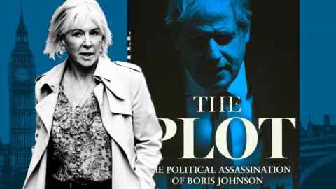 Montage of Nadine Dorries and cover of book ‘The Plot: The Political Assassination of Boris Johnson’