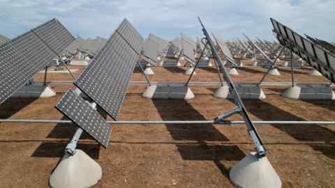 Solar panels on a solar farm in California