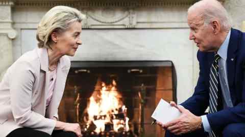 Ursula von der Leyen meets Joe Biden at the White House in Washington, DC, earlier this year