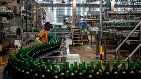 Production line at the InBev beer factory outside Lagos: to develop value-added exports, Nigeria needs to boost infrastructure and productivity, say experts
