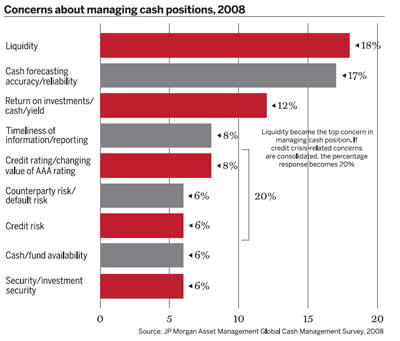 Concerns about managing cash positions, 2008